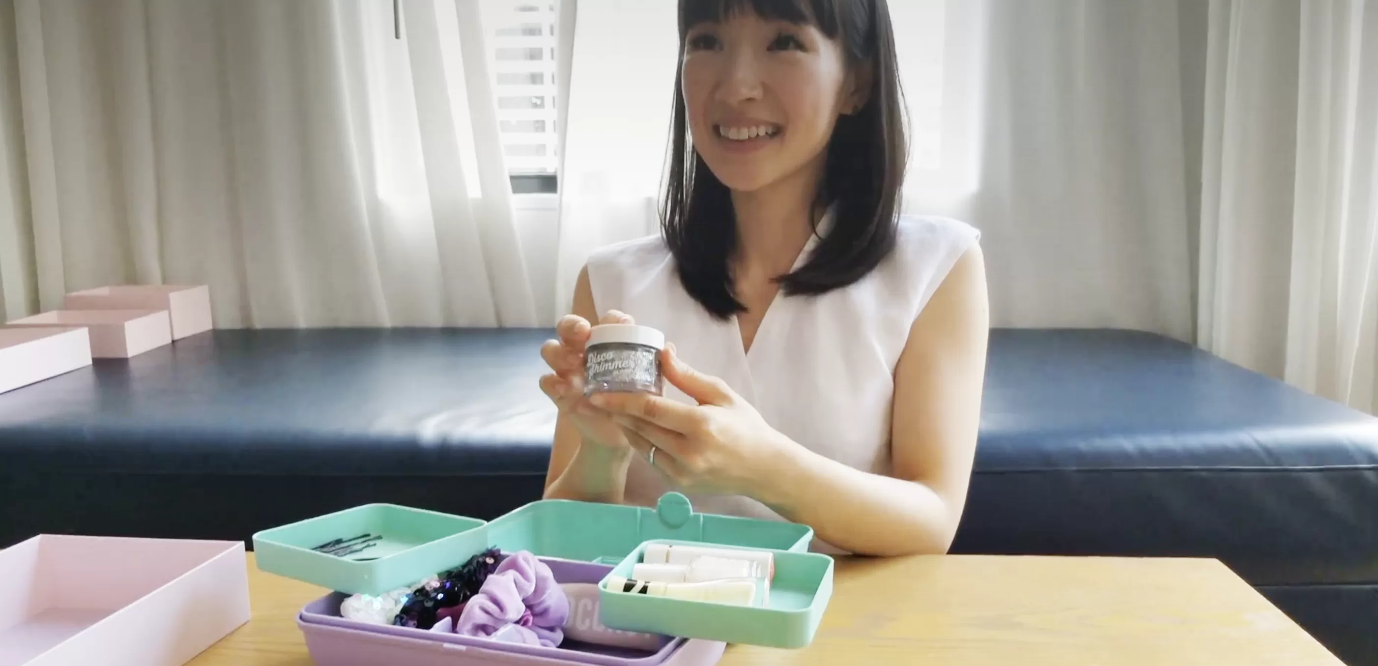 marie kondo organizing body glitter