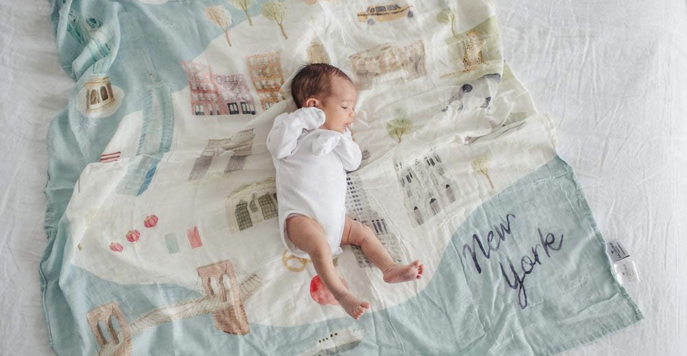 baby swaddle featuring nyc sights