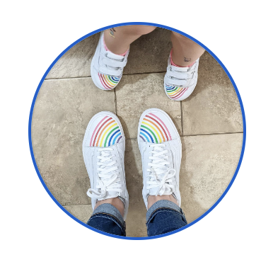 life between weekends logo - rainbow shoes