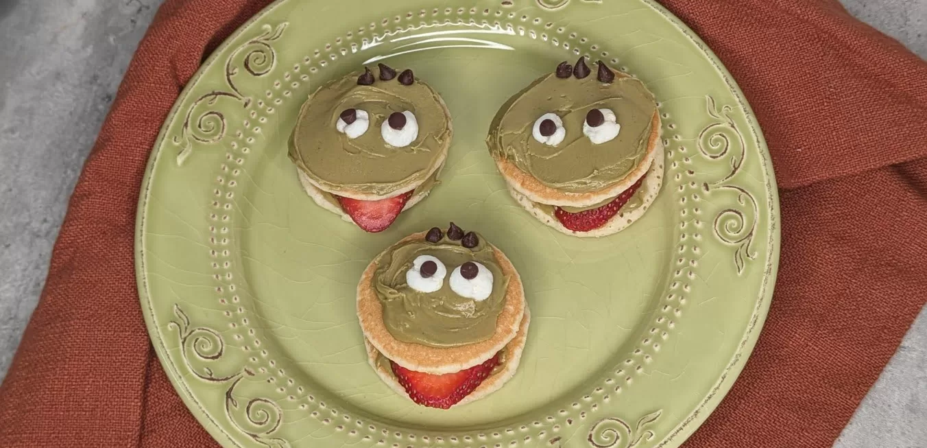 Easy Halloween Breakfast Idea: Strawberry Pancake Monsters