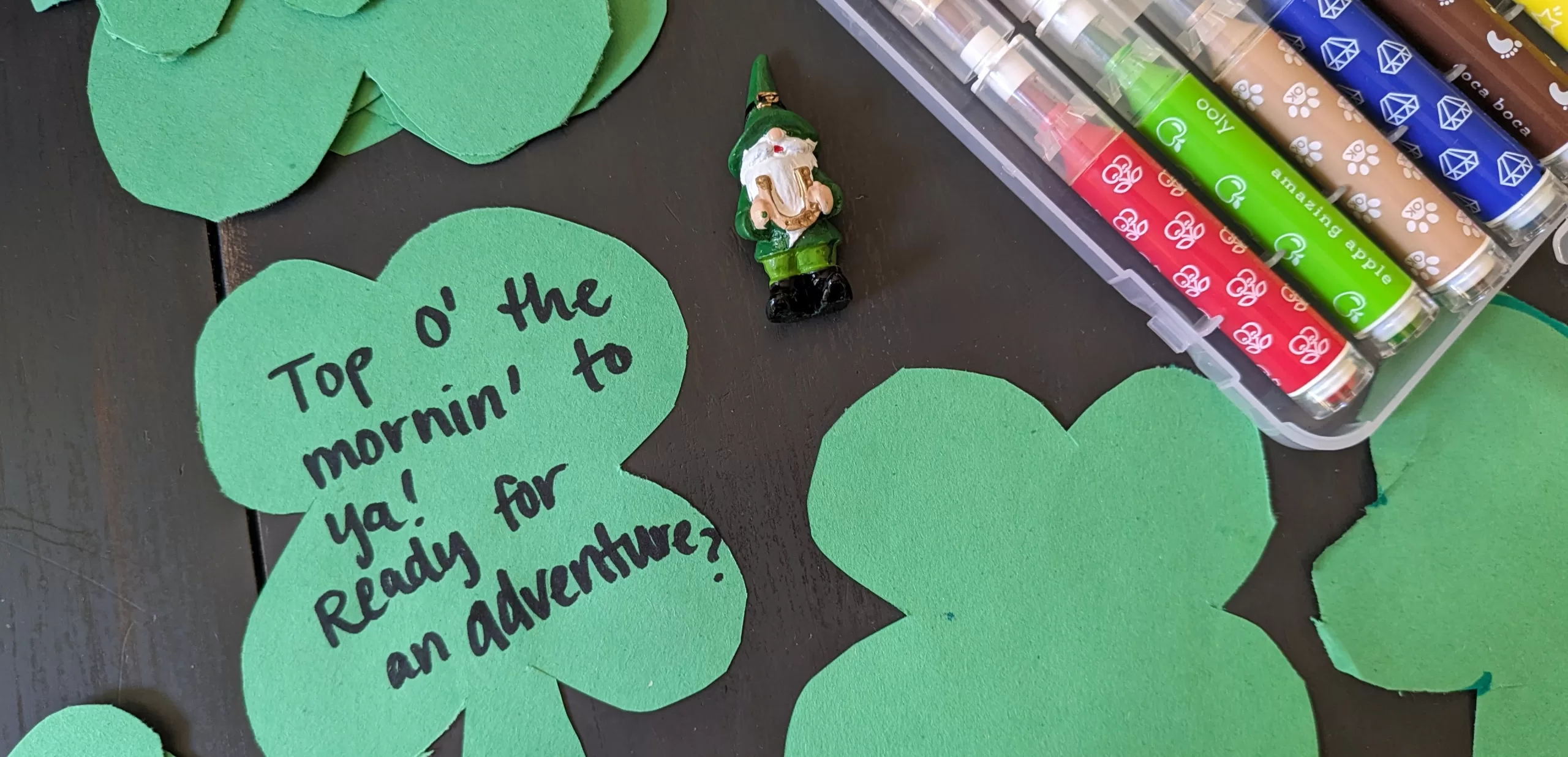 st. patrick's day scavenger hunt ideas, featuring a little leprechaun